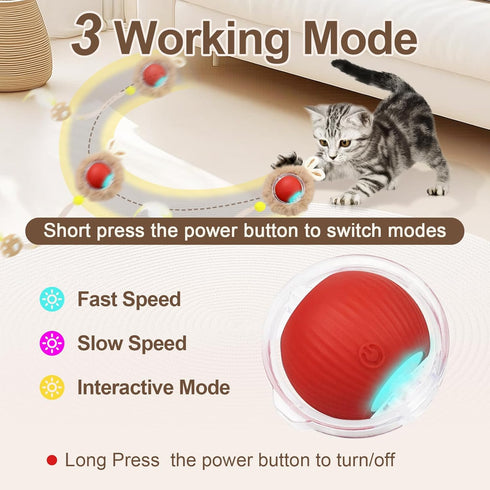 Interactive Cat Toys, Smart Rolling Ball in Play Mat, Automatic Speedy Moving Ball for Indoor Exercise, Motion