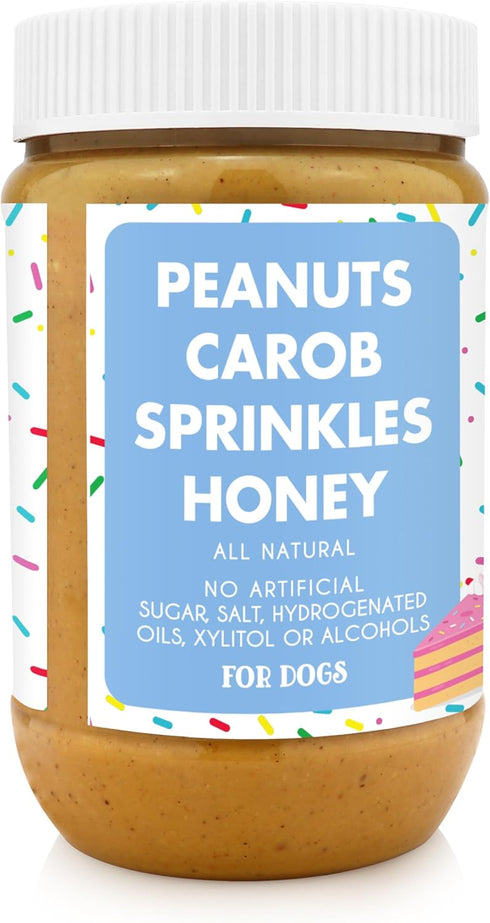 100% (17oz) BUDDY BUDDER Birthday Bash, Natural Dog Peanut Butter, Healthy Dog Peanut Butter Treat, Made in USA