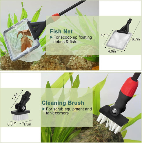 6 1 17.7 Inches hygger Multi-Use Fish Tank Cleaner, in Aquarium Cleaning Tools Kit with Long Handle Algae Scraper
