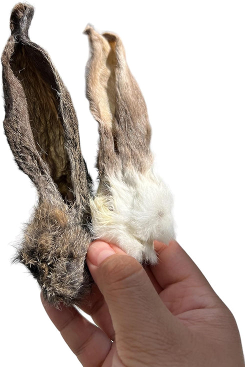 Dehydrated Rabbit Ears for Dogs & Cats - Healthy Whole Rabbit Ears with Fur, Rawhide Alternative, Pack of 6