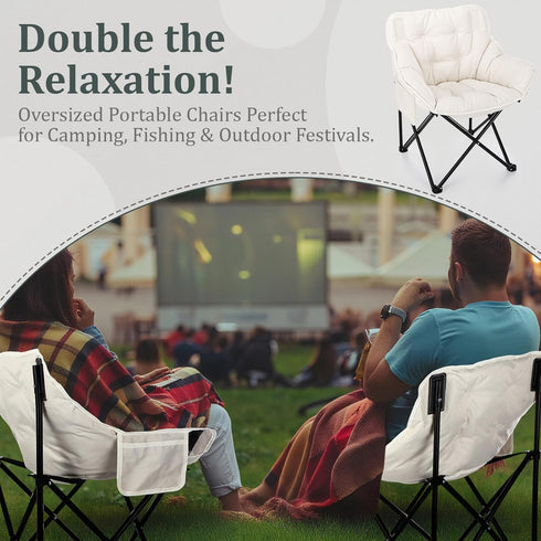 1 Pack Redbaker Padded Camping Chair Oversized Portable Fishing Lawn Chair Light Weight Camp Outdoor with Padded Seats