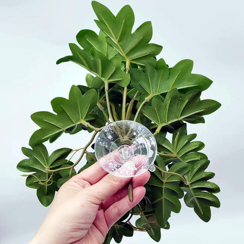 FLmoving 2-Pack(Philodendron Reptile Plants for Terrarium, Amphibian Habitat Decor Artificial Hanging Plants