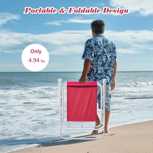 BIVVI 265 lbs 1Pcs) Portable Beach Chair with Umbrella for Adults, High Back Camping Armchair Folding Shade Sand Chair