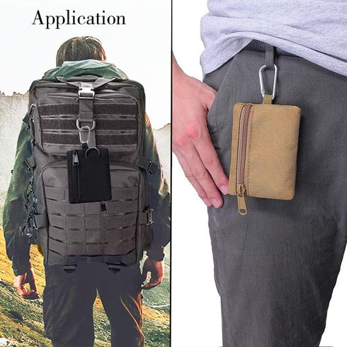 Tactical Keychain Pouch - Military Mini Size EDC Pocket Organizer as Coin Purse ID Card Holder