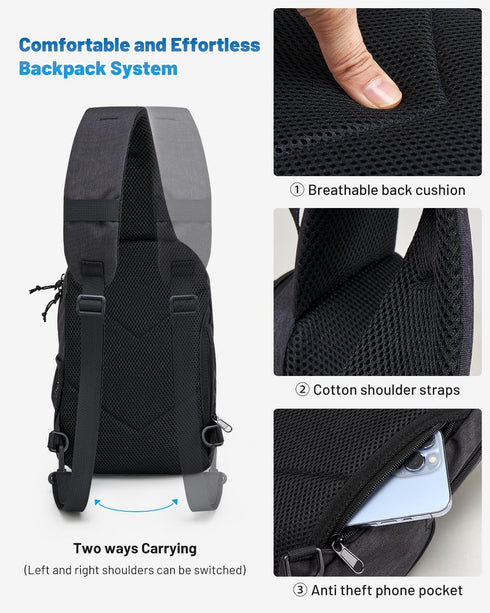 Backpack Backpack Daypack OIWAS Sling Bag Crossbody for Men, One Strap Hiking Chest Bag for Women