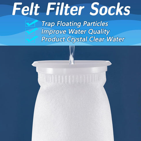 Oudain 16 Pack 4 Inch Ring Filter Socks, 200 µm Aquarium Filter Bags for Freshwater & Saltwater