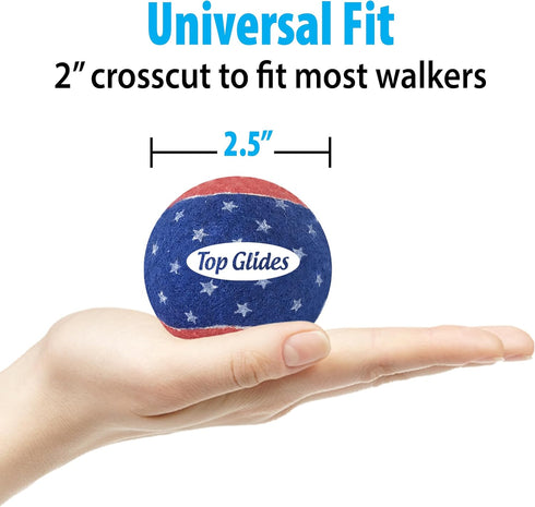 Top Glides Precut Walker Tennis Ball Glides, Patriotic Design