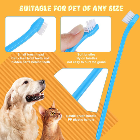 100 Pack (7 Tioncy Pcs Small Dog Toothbrush Bulk Long Handle Pet Toothbrushes with Soft Bristles, Dental Care Teeth