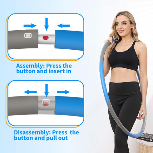 NEOWEEK 2lb Adjustable Exercise Hoops for Adults - Detachable Soft Hoola Weighted Hoop for Weight Loss