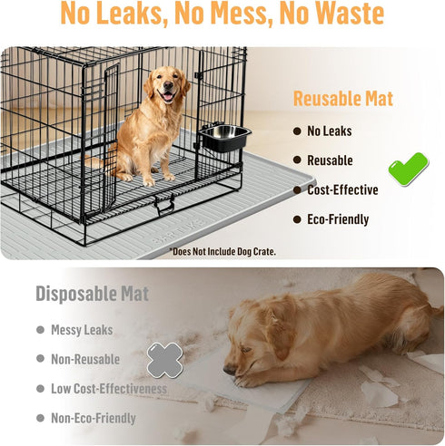 54" 27.5" Silicone Dog Crate Mat, x Crate Liner for Dog Cages, Kennel Mat with Raised Edge, Washable, Waterproof