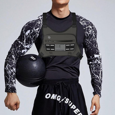 Sports Chest Bag for Men Women, Running Vest Bag with Built-in Phone Holder for Workouts, Ski, Cycling, Hiking,