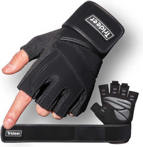 Trideer Workout Gloves for Men, Weight Lifting Gloves with Wrist Wrap Support,