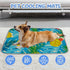 Generic 28" X22" Cooling Dog Mat Ice Silk Cooling Dog Mat for Crate Leaf Print Bed for Small Dogs Washable Pad Large