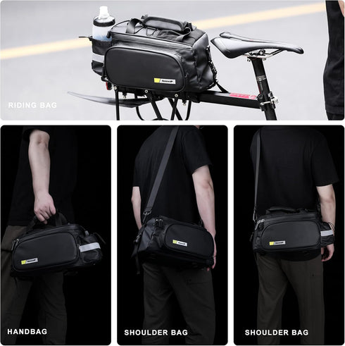 Rhinowalk Bike Trunk Bag 10L, Bicycle Pannier Rear Rack Carrier Bag with Rain Cover