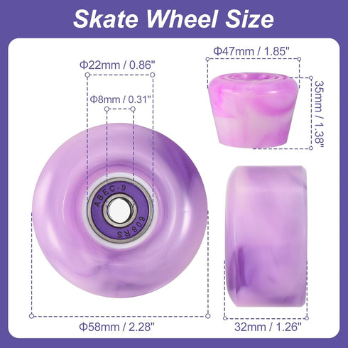 PATIKIL 8 Pack Roller Skate Wheels 58mmx32mm, Quad Roller Skate Wheels with ABEC-9 Bearing & 2 Toe Stoppers