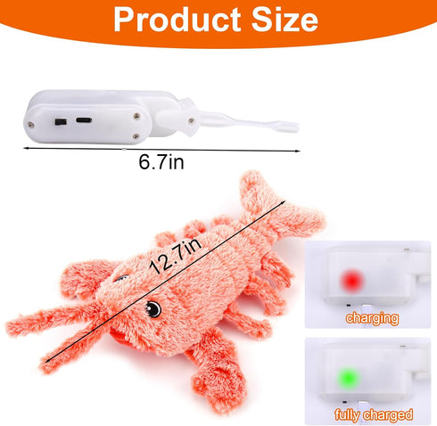 Mity rain Interactive Dog Toys, Wiggly Lobster Toy for Indoor & Outdoor, Rechargeable Floppy Plush Squeaky Dog Toys