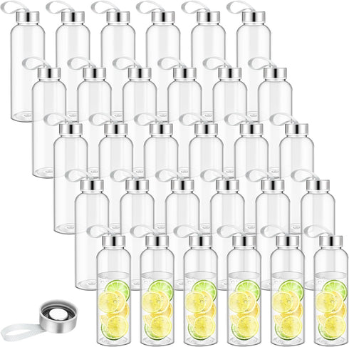 Zubebe 40 Pcs 10 oz Reusable Water Bottles, Clear Bottles with Stainless Steel Leak Proof Lids for Beverages