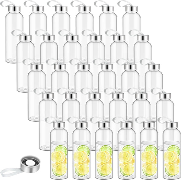 Zubebe 40 Pcs 10 oz Reusable Water Bottles, Clear Bottles with Stainless Steel Leak Proof Lids for Beverages