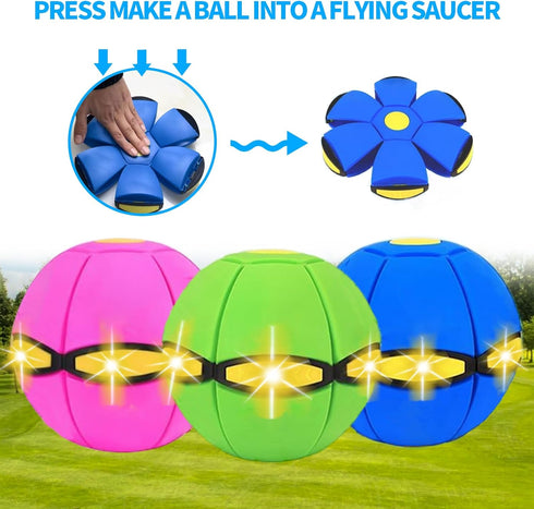 Dog Flying Disc Toy - Pet Toy Flying Saucer Ball with 3 Lights - Outdoor Games for Dogs (Green + Pink, 2PCS)