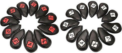 Golf Iron Headcover Club Protection Sticker Closure, Black & Red