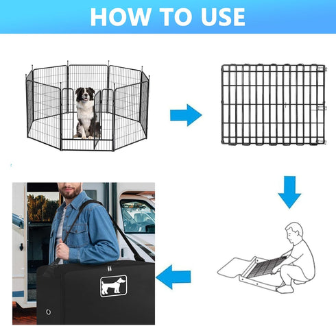 SIRUITON Dog Playpen Storage Bag - Fits 40" H 8 Panels and 9 Stakes, with Reinforcing Plate & Shoulder Strap