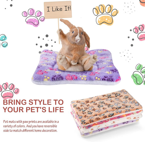 4 Pack Ultra Soft Dog Cat Bed Mat, Cozy Washable Thickened Pet Bed Mat for Small Animals (Vivid Color, 13 x 10 Inches)