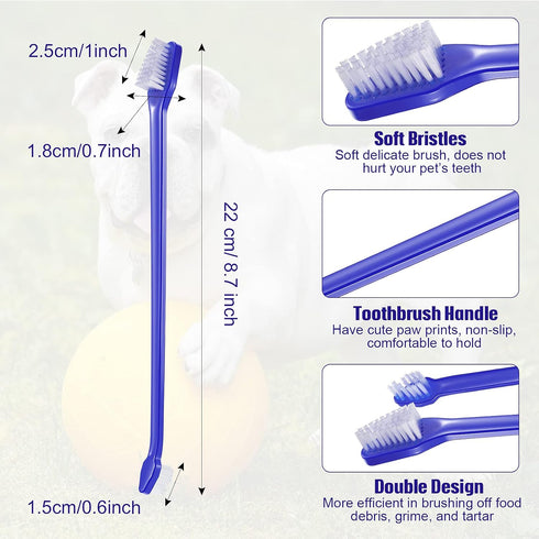 100 Set Set Pieces Dog Toothbrush Kit Double-Headed Toothbrush Long Handle Tooth Brush Soft Bristle Pet Tooth Brush