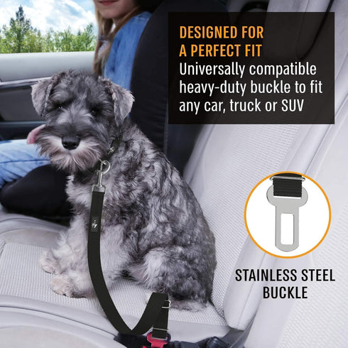Active Pets Dog Car Seat Belt Harness, Safety Travel Restraint System for Small to Large Dogs, Black 1pk