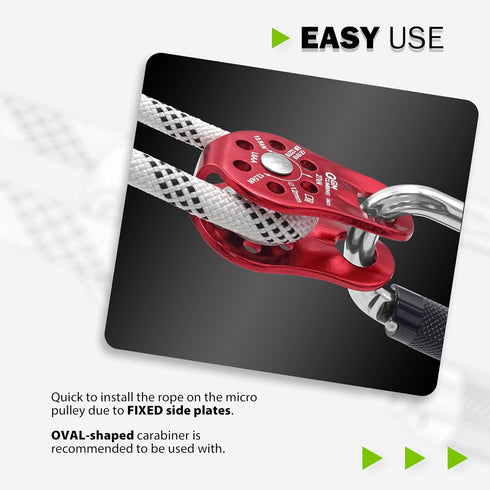 GM CLIMBING Fixed Micro Pulley 27kN CE UIAA Certified for Slack Tending