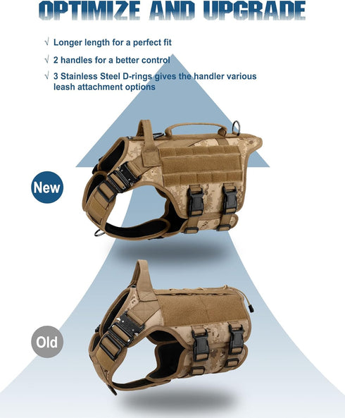 Tactical Dog Harness - PETNANNY Service Dog Vest for Large Breed, MOLLE Vest with Handle for Walking, Hiking, Training