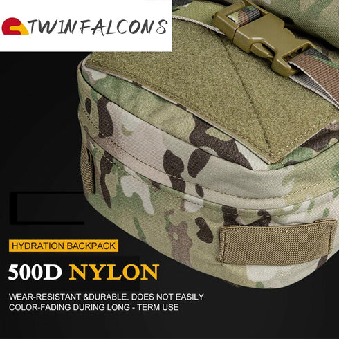 Tactical MOLLE Hydration Pack for 2L Water Bladder, Lightweight Nylon for Hiking, Running, Biking, Climbing