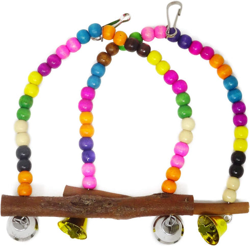 Honbay Wooden Bird Swing Perch Toy for Small Sized Parrots