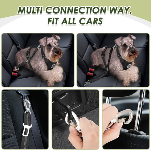 SlowTon Dog Seat Belt Harness for Car, Dog Car Harness Adjustable Mesh Breathable & Dog Seatbelt Safety Tether