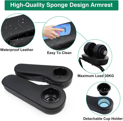 No Drilling Golf Cart Armrest with Cup Holder, Phone Bag, Fits 1" Side Square Tube for EZGO Club Car