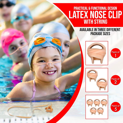 Swimming Nose Clip with String, Comfortable Soft Latex Plugs for Kids and Adults