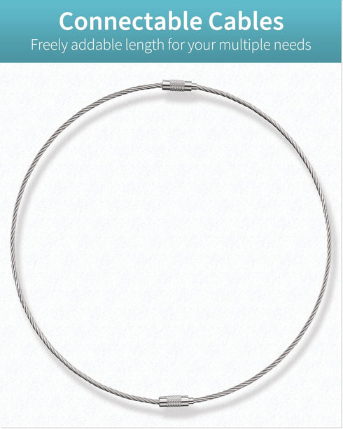 Pawfly Large Stainless Steel Wire Keychain Cable, 5 Inch/10 Inch, Available in 20/50/100 Pack