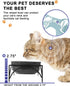 Y YHY Dog & Cat Food Bowls, 12OZ Ceramic Elevated Pet Bowls with Sturdy Metal Stand, Grey