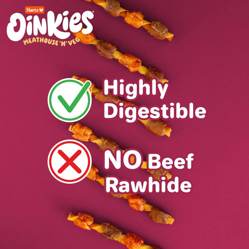 Oinkies Meathouse'n'Veg Hearty Kabobs, 18 Count, Dog Treats with Real Chicken, Duck, Carrots, Sweet Potato