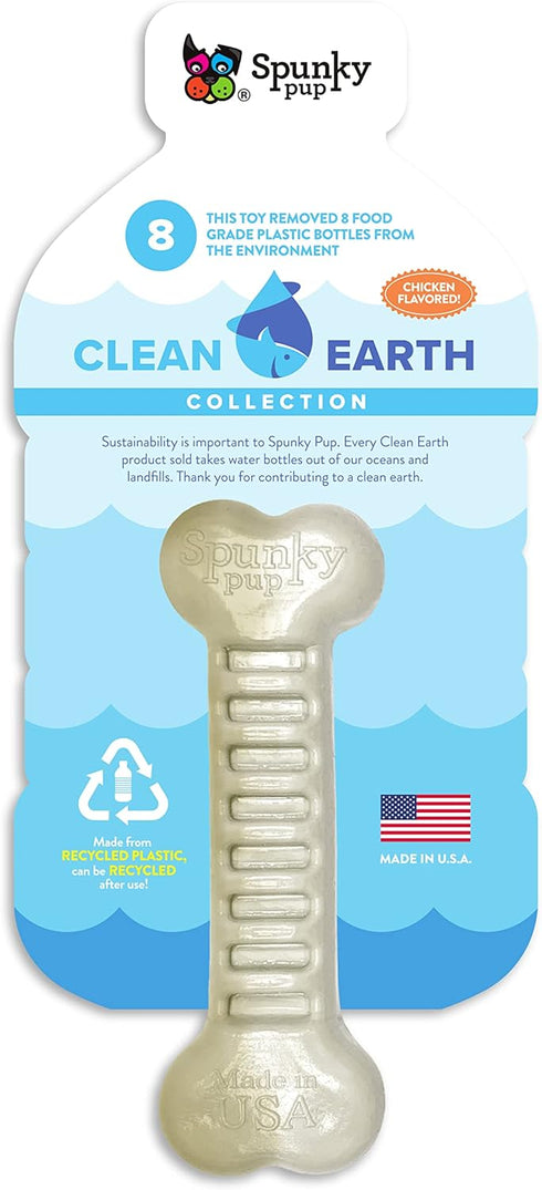 Spunky Pup Clean Earth Recycled Bone, Made in USA from 100% Recycled Water Bottles, Gray