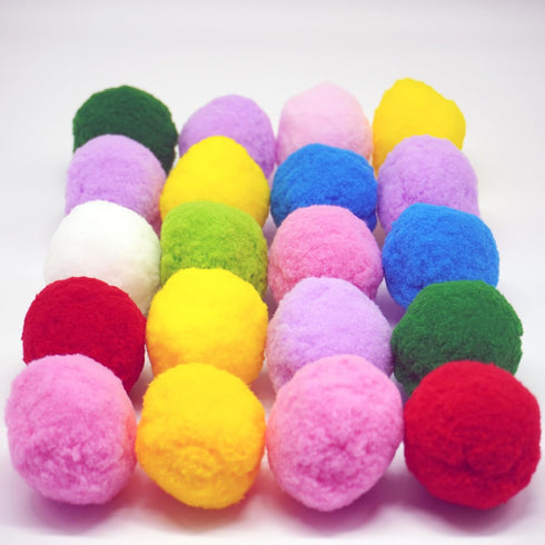 DJRDym 20 Pack 1.8 Inch Interactive Pet Play Pompoms - Soft, Non-Toxic Toy Balls for Cats & Dogs, Lightweight Balls