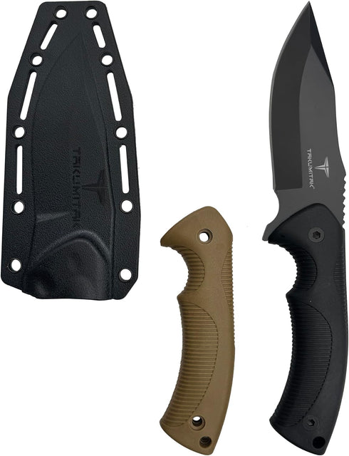 Hunting Survival Knife - 9" Full Tang Fixed Blade Knives with Extra FRN Handle Scales and MOLLE Clip
