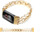Pearl Beaded Bands for Fitbit Charge 6/Charge 5, Stylish Gold Love Shape Link Chain Jewelry Bracelet
