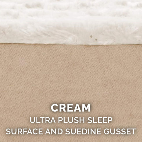 Furhaven Large Ultra Plush Dog Bed Cover, Faux Fur & Suede Mattress, Machine Washable - Cream