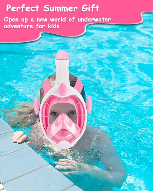 Snorkel Mask for Kids, Full Face Unicorn Snorkeling Gear with 180° Panoramic View