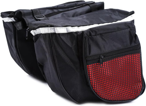 Keenso Large Capacity Double Rear Bike Bags, Waterproof Side Bags for Outdoor Riding, 25L, Black/Red