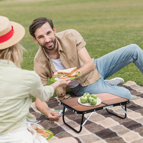 Folding Camping Table, Mini Portable Beach Table with Carry Handle, Ultralight Compact Picnic Dining Low Table