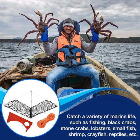 Feleolibe Foldable Crab Trap Castable Crabjaw with Crab Gauge and Bait Clip for Saltwater or Freshwater