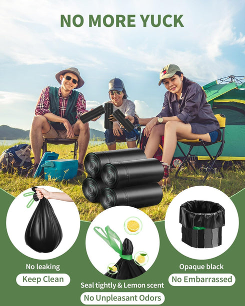 Set, 25 Count 15 Count 8 Camping Toilet Bags Poo Gel Portable Toilet Bags with Camping Toilet Gel, Gallon Composting