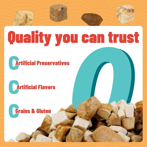 16OZ Just Try Freeze-Dried Dog Treats Mixed Flavors for Dogs & Cats Raw Single Ingredient Chicken,Salmon, Beef