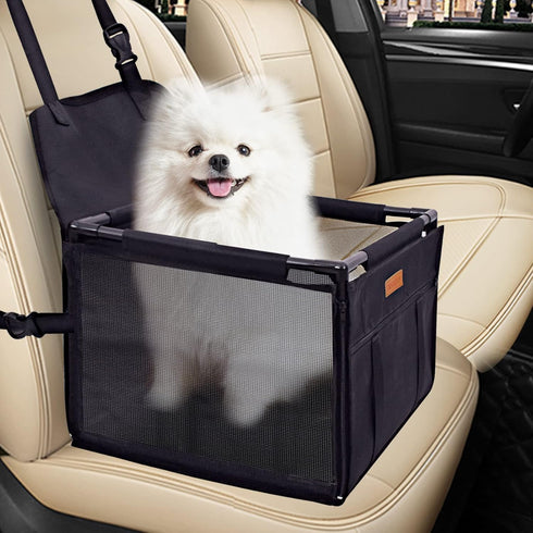 SWIHELP Dog Car Seat, Portable Pet Booster Car Seat with Clip-On Safety Leash, Anti-Collapse for Small Pets